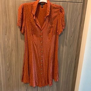 Red button up dress
